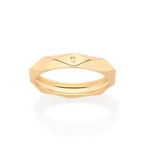 Aliança Rommanel Geométrica Com Zircônia 513219 Aliança Rommanel Geométrica Com Zircônia 513219