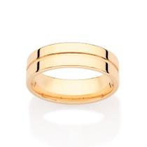 Aliança Rommanel Lisa com Friso Folheado a Ouro 513372