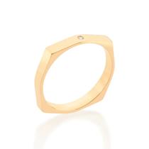 Aliança Rommanel Octógono Folheado Ouro com Zircônia 512993 Aliança Rommanel Octógono Folheado Ouro com Zircônia 512993