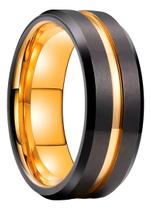 Aliança Tungstênio 8mm Preto Fosco Banhado a Ouro 18k/Ródio Numeração:22 Aliança Tungstênio 8mm Preto Fosco Banhado a Ouro 18k/Ródio Numeração:22