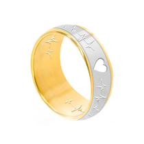 Aliança Tungstênio Noivado Prata E Dourado Coração Metálica Aliança Tungstênio Noivado Prata E Dourado Coração Metálica