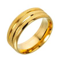 Aliança Tungstênio Ouro 18k Com Frisos Dourado Fosca 6mm