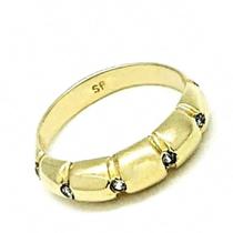 Aliança Zirconias Cristal Banho Ouro 18k 525 Aliança Zirconias Cristal Banho Ouro 18k 525