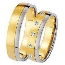 Alianças Bodas de prata Casamento Casal Maciça 7 mm 15 Gr Maciça Anatômicas Pedras de Zircônia 2 mm Ouro 18 Kilates