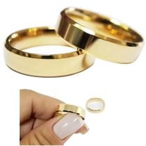 Alianças Casamento Chanfrado Ouro 4mm 24/25 30/31 Aço 316L