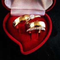 Aliancas casamento kit Luxo banhadas