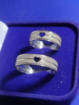 Alianças Coração em Cada Namoro Compromisso Prata 950 de lei 5 mm