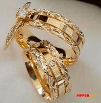 Alianças de casamento ou Noivado em ouro 18k 750 - Texturizada - Pipper Joias