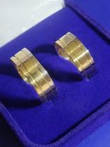 Alianças Lisas Com 2 Riscos Noivado e Casamento Ouro 18 Kilates Peso 10 Gramas 8 mm Maciça _ Preço Imbatível