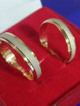 Alianças Noivado, Casamento, Bodas de Prata com Ouro Amarelo e Branco 8 Gramas 6 mm Alianças Noivado, Casamento, Bodas de Prata com Ouro Amarelo e Branco 8 Gramas 6 mm