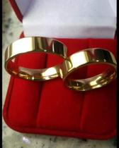 Alianças o Par Reta Banhada a Ouro 18K 6 mm Elegância e Sofisticação
