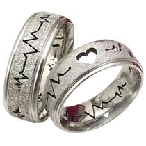 Alianças Prata 8mm Aço Inox Coração Vado 12/13 26/27