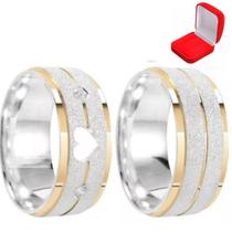 Alianças Prata Namoro Casamento Coração Compromisso Vazado - Jewelery