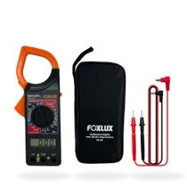 Alicate Amperímetro Digital Foxlux com Multímetro para Medir Corrente Tensão e Resistência em Instalações Elétricas Alicate Amperímetro Digital Foxlux com Multímetro para Medir Corrente Tensão e Resistência em Instalações Elétricas