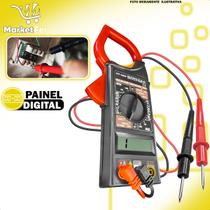 Alicate Amperímetro Multímetro Digital Portátil Com Estojo E Bateria 9v