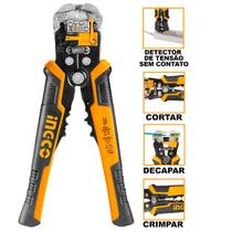 Alicate Automático 4 Em 1 Para Eletricista - Cortar, Decapar, Crimpar E Detector De Tensão 8.1/4 INGCO