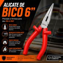 Alicate Bico Longo 6 Polegadas Profissional Corte Fio Cabo Ergonômico Eletricista Alta Precisão Alicate Bico Longo 6 Polegadas Profissional Corte Fio Cabo Ergonômico Eletricista Alta Precisão