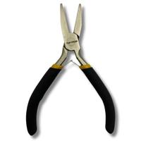 Alicate Bico Longo Reto 4,5" Mola Meia Cana Niquelado Aço Carbono 125mm Cabo Borracha Termoplástica