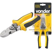 Alicate Corte Diagonal 7.1/2 Profissional Força Dupla C/Trava Emborrachado Corta Cabo Arame Amarelo e Preto