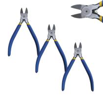 Alicate Corte Rente 6 Pol Kit 3 Diagonal Cabo Emborrachado Fios Corta Cobre Plástico Mola Precisão