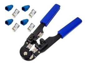 Alicate Crimpar Cabo Rj45 + 50 Plugs Rj45 + 50 Capas Rj45 - GC