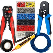 Alicate Crimpar + Descascador + Terminais Ilhós 0,25 A 10mm + Passa Fio + Fita Isolante Alicate Crimpar + Descascador + Terminais Ilhós 0,25 A 10mm + Passa Fio + Fita Isolante
