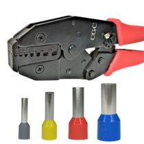 Alicate Crimpar Profissional Ilhos Tubular Clipador Crimpagem e 150 Terminais Compressão Pré Isolados 4mm à 16mm² Prensa