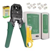 Alicate Crimpar Rj45 +testador +bateria+decapador+10rj Alicate Crimpar Rj45 +testador +bateria+decapador+10rj