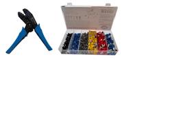Alicate Crimpar Terminal + 470 Pcs Terminais Ilhos Tubular - DM-870 / DM-880