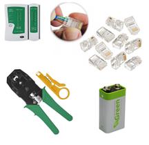 Alicate Crimpar Testador De Cabo C/ 9v 50 Plugs Rj45 Cat5e Alicate Crimpar Testador De Cabo C/ 9v 50 Plugs Rj45 Cat5e