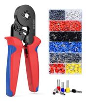 Alicate Cripador Prensa Terminal Tubular Ilhos Com Kit 1200 Ferrules Terminais De Fio 0.2510 mm - Modus