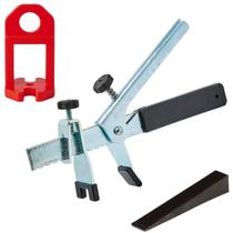 Alicate De Aço + Nivelador 1,5Mm Vermelho + Cunha Plástica