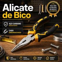 Alicate de Bico Longo Profissional com Cabo Antiderrapante, Alta Precisão e Controle no Manuseio, Ideal para Elétrica, Mecânica e Serviços Gerais