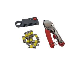 Alicate de Compressão + Alicate Decapador Coaxial + 10 Conectores Rg6