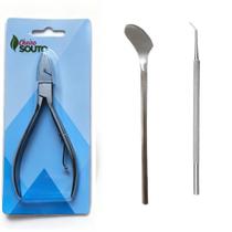 Alicate de Corte Unha Reto + desencravador + bisturi golfinho