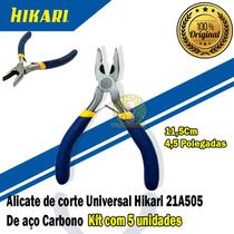 Alicate de Corte Universal Hikari bico em Aço Carbono 21A502 115mm Kit com 5 Unidades
