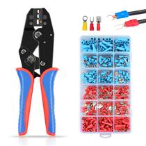 Alicate de Crimpar Profissional 0.25 6,64MM² Kit Terminais Ilhós Tubolar 200 Peças Crimpagem Universal Alicate de Crimpar Profissional 0.25 6,64MM² Kit Terminais Ilhós Tubolar 200 Peças Crimpagem Universal
