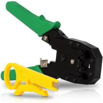 Alicate de Crimpar Terminal com Descascador Lamina de Corte e Desencapador P/ Cabo de Rede