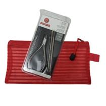 Alicate de Cutícula c/ Espátula e Palito 778-EP Inox Mundial com necessaire