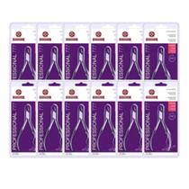 Alicate de Cuticula Mundial 777 Kit com 12 Unidades, Profissional Aço Inox