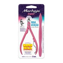Alicate de Cutículas Merheje Super + Espátula Rosa