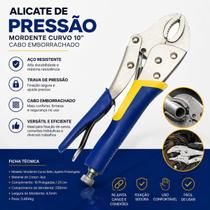 Alicate de Pressão 10 Pol Mordente Curvo Ideal para Cano Tubulação Hidráulica Oficina Mecânica e Manutenção Alicate de Pressão 10 Pol Mordente Curvo Ideal para Cano Tubulação Hidráulica Oficina Mecânica e Manutenção