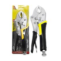 Alicate de Pressão 10 Polegadas Mordente Curvo, Cabo Emborrachado Antiderrapante, Aço Inox Resistente e Pressão Ajustá