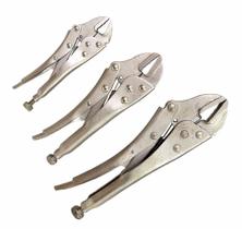 Alicate De Pressão Bico Mordente Reto Com 3 Peças Aço Carbono 5” 7” 10” Polegadas Cromado Ferramentas