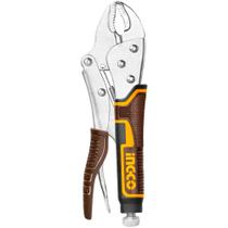 Alicate de Pressão Ingco HCJLW0210 Bico Curvo 10 Polegadas Aço Cr-V Ajustável Mordente Serrilhado Ferramenta Manual Profissional Marrom Alicate de Pressão Ingco HCJLW0210 Bico Curvo 10 Polegadas Aço Cr-V Ajustável Mordente Serrilhado Ferramenta Manual Profissional Marrom