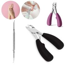 Alicate + Desencravador de Unha Profissional Cortador de Unha Manicure Pedicure Aço Inox