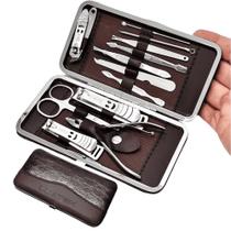 Alicate e Cortadores de Unha Profissionais Kit Completo em Estojo de Aço Inoxidável para Cuidados de Beleza LMF1117