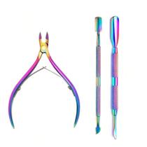 Alicate e Espatulas para Cutícula de Unha em Aço Inoxidável Kit Manicure