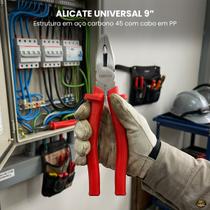 Alicate Eletricista Universal 1000V 9 Polegadas Para Cortar Prender Dobrar Fios E Cabos Corte Painel