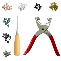 Alicate fixador aplicador de ilhós 54 artesanatos kit com 500 ilhoses furador papelaria cartonagem